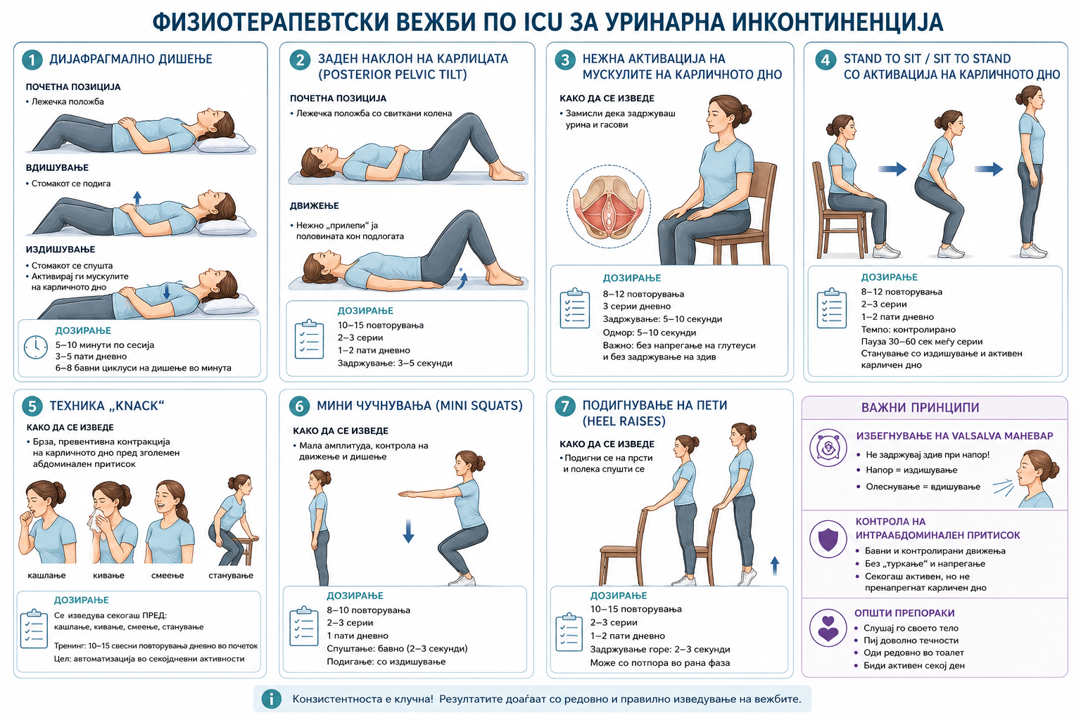 Вежби за пациенти со уринарна инконтиненција после пролонгиран престој на интензивна нега