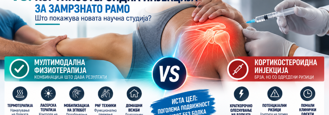 Мултимодална физиотерапија vs. кортикостероидна инјекција кај замрзнато рамо: што покажуваат новите истражувања ??