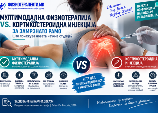 Мултимодална физиотерапија vs. кортикостероидна инјекција кај замрзнато рамо: што покажуваат новите истражувања ??
